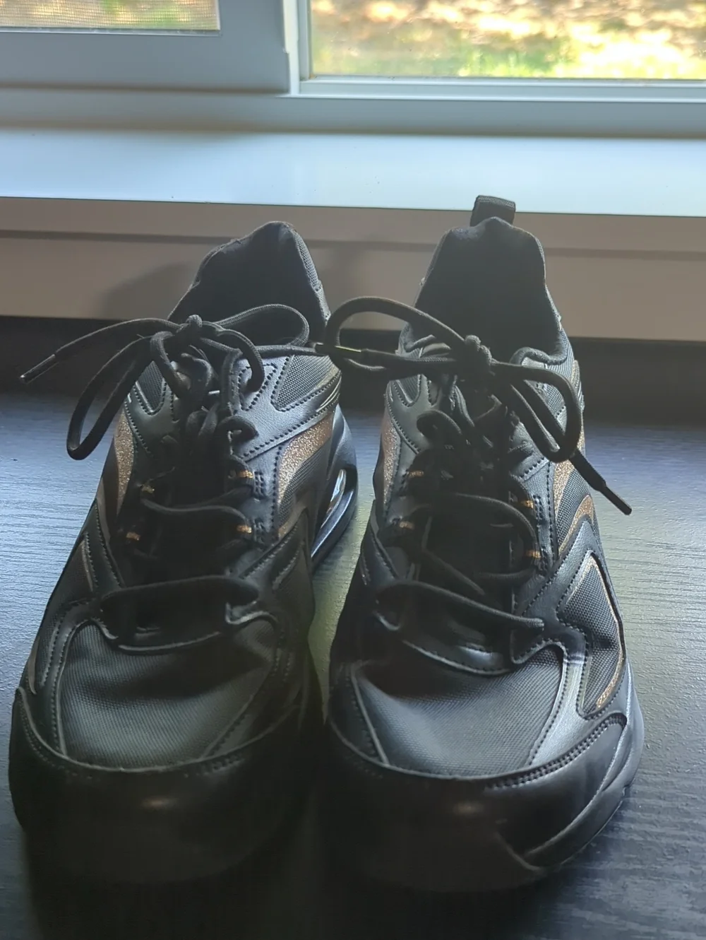 Skechers Men's Black Sneakers with Bronze Details